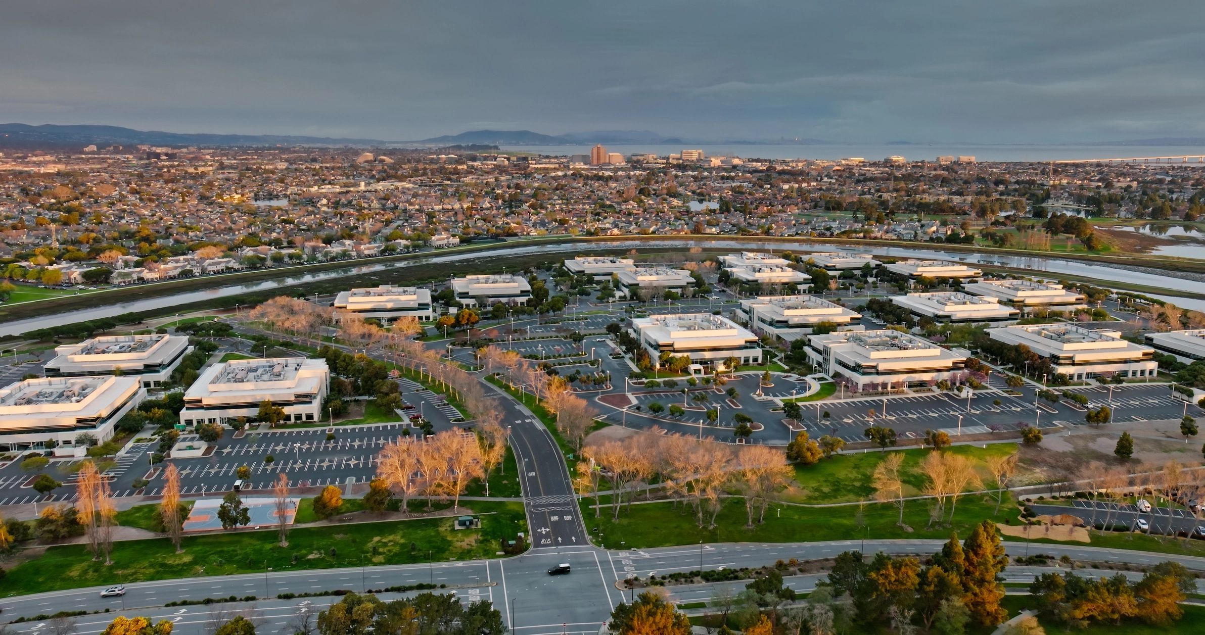Commercial property aerial view